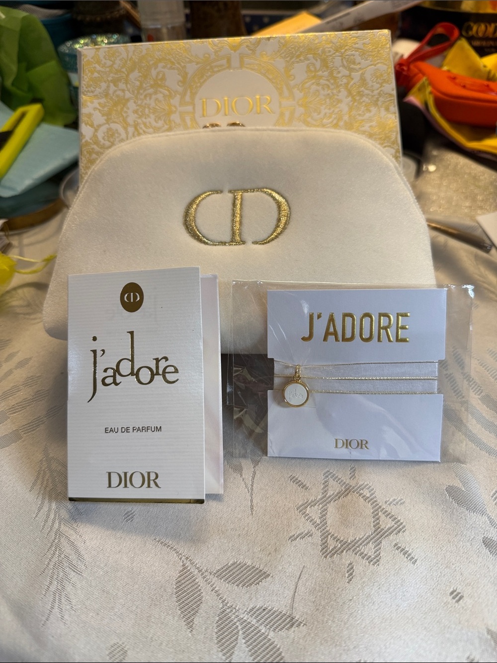 Dior J'adore White and Gold Gift Set with Velvet Pouch